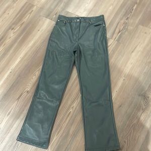 NWT 7 For All Mankind Green Faux Leather Pants